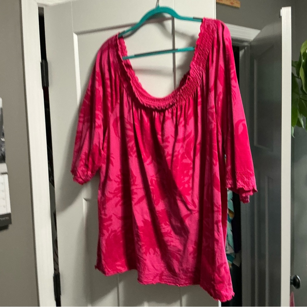 Lane Bryant Fuchsia Floral Blouse